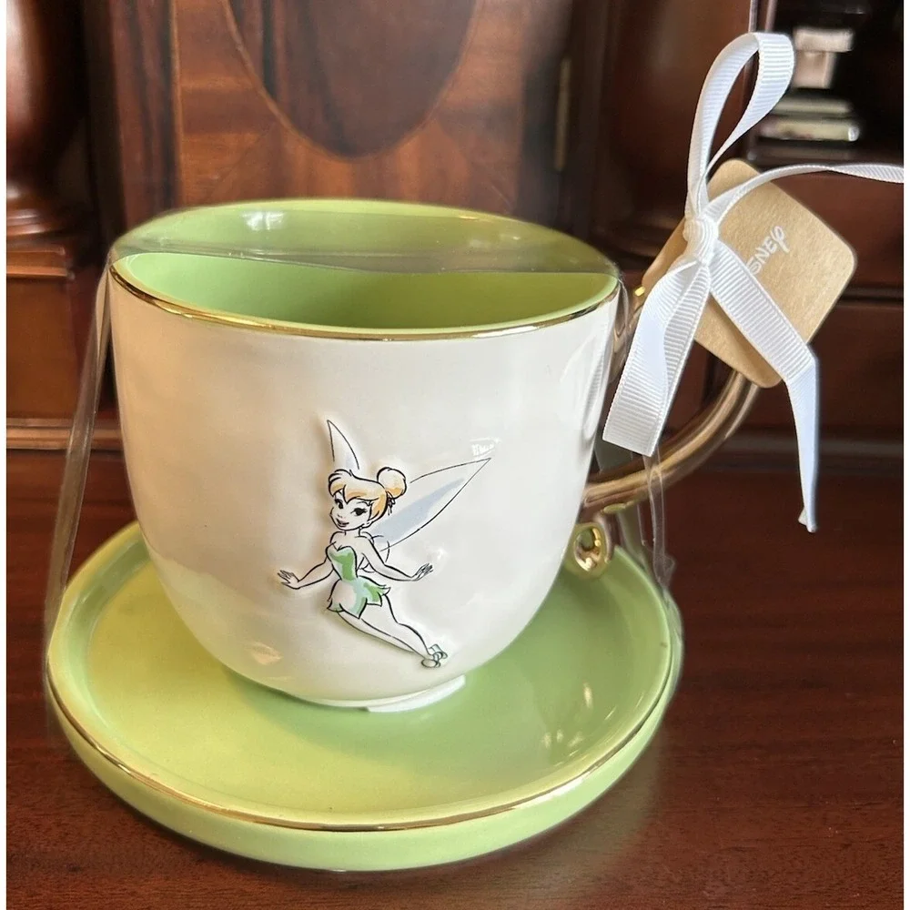 Rae Dunn~Tinker Bell~Tea/Coffee Cup Saucer Set~Disney Peter Pan Collection~NWT
